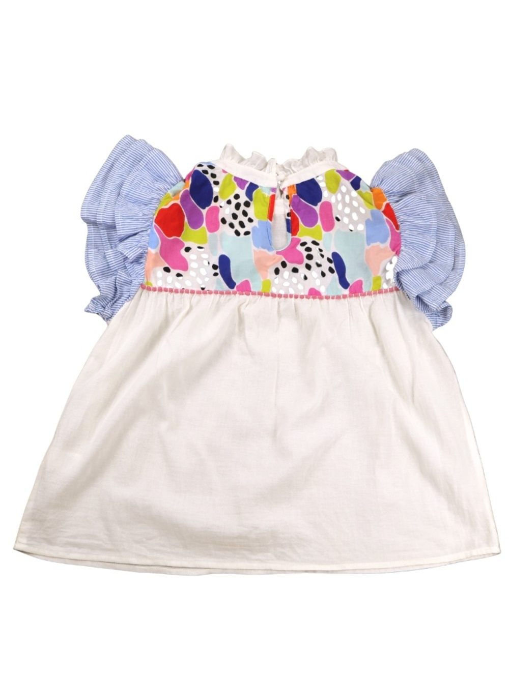 THML Colorful Puff Sleeve Blouse Medium Abstract Print Babydoll Top - Picture 3 of 8